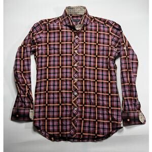 Bogosse Men's Long Sleeve Multicolor Plaid Button Up Dress Shirt - Size 2 (S)
